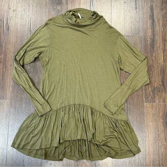 Free People High Neck Ruffle Mia Tunic Top Mini Dress SZ SM - Picture 3 of 7